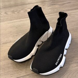 Balenciaga Black and White Sock-Style Trainers